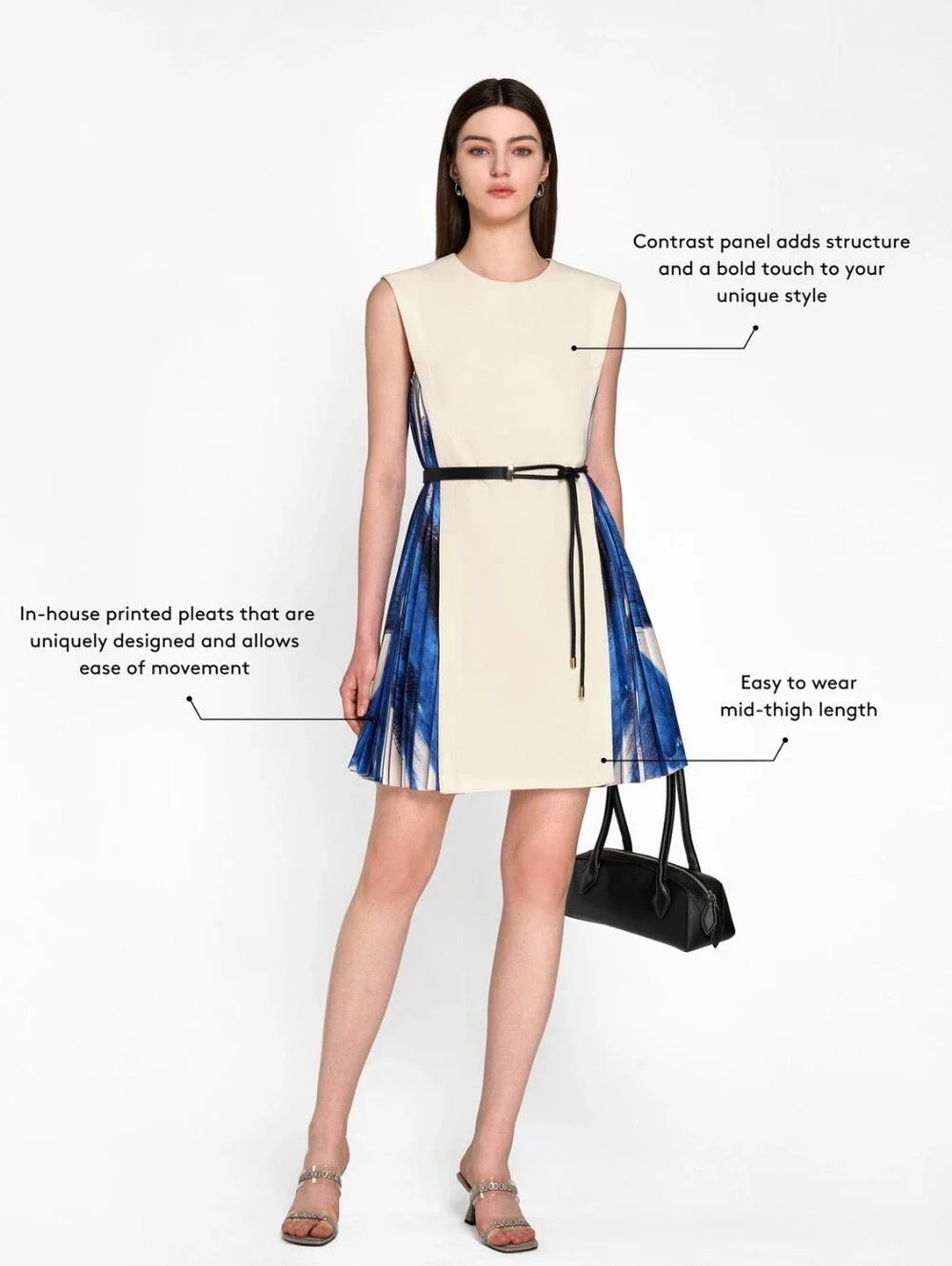Saturday Club Side Printed Pleated Shift Dress